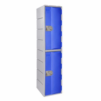 Casier en polyéthylène bleu TOPP à 2 portes, hauteur 181 cm, idéal pour rangement sécurisé.