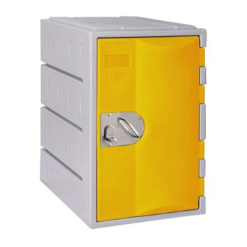 Casier polyéthylène TOPP jaune, une porte, H.61 cm, design robuste et moderne pour rangement sécurisé.