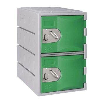 Casier en polyéthylène TOPP à deux compartiments, couleur verte, hauteur 61 cm, robuste et moderne.