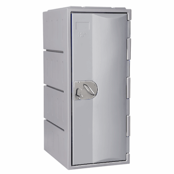 Casier polyéthylène TOPP gris, une porte, hauteur 91 cm, design robuste et moderne pour rangement sécurisé.