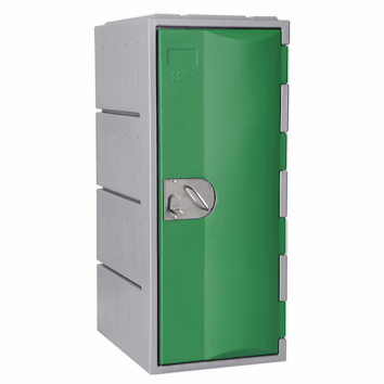 Casier en polyéthylène TOPP vert, une porte, hauteur 91 cm, pour rangement sécurisé.