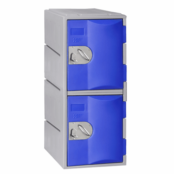 Casier en polyéthylène TOPP, 2 portes, hauteur 91 cm, couleur bleue, idéal pour rangement sécurisé.