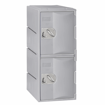 Casier polyéthylène gris TOPP, 2 portes, hauteur 91 cm, design compact et moderne pour rangement efficace.