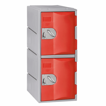 Casier polyéthylène TOPP à deux portes, couleur rouge, hauteur 91 cm, idéal pour rangement sécurisé.