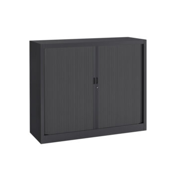Armoire rideaux anthracite pour archives et dossiers suspendus, dimensions H100 L120, Série A ECO.