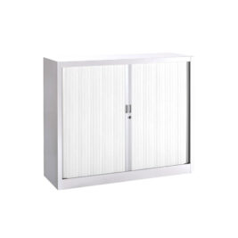 Armoire rideaux blanche H100 L120 de la Série A ECO pour archives et dossiers suspendus, design moderne.