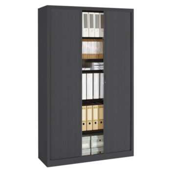 Armoire à rideaux anthracite H198 L120, idéale pour archives et dossiers suspendus, Série A ECO.
