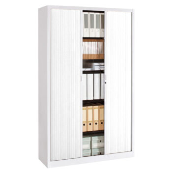 Armoire à rideaux blanche 9010, idéale pour archives et dossiers suspendus, dimensions H198 L120, Série A ECO.