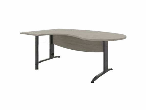 Bureau Manager de la gamme Idreale, en chêne gris et carbone, avec pied de renfort robuste.