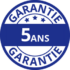 Icone Garantie 5 ans 250x250px Logo bleu avec texte 'Garantie 5 ans', soulignant la durabilité et la qualité du produit.