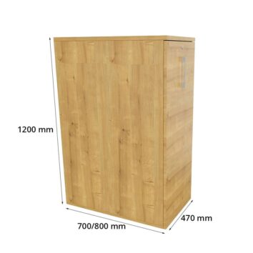 Caisson Tower en bois hauteur comptoir, dimensions 1200x700/800x470 mm, finition bois naturel.