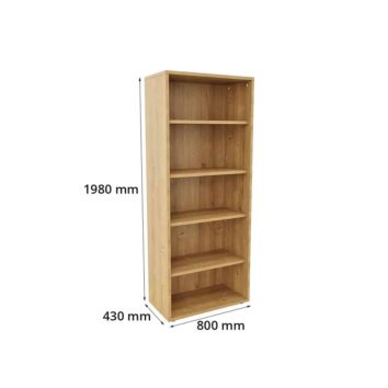 Rangement haut en bois monobloc H1980 L800 mm avec étagères, idéal pour optimiser l'espace de stockage.