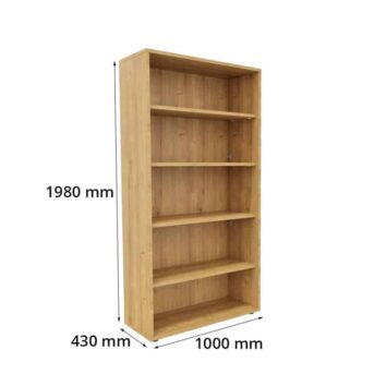 Rangement haut en bois monobloc H1980mm L1000mm avec étagères, vue de face.