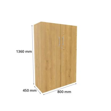 Armoire mi-haute en bois, monobloc, dimensions H1360 mm x L800 mm, idéale pour le rangement.