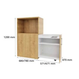 Caisson Tower avec niche en bois, hauteur 1200 mm, dimensions 680/780 x 571/671 mm.