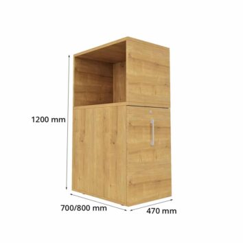 Caisson Tower en bois, hauteur de 1200 mm, avec niche. Dimensions : 700/800 mm de largeur, 470 mm de profondeur.
