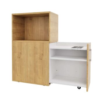 Caisson Tower en bois avec niche, H120, pour bureau. Design moderne, pratique pour rangement et organisation.