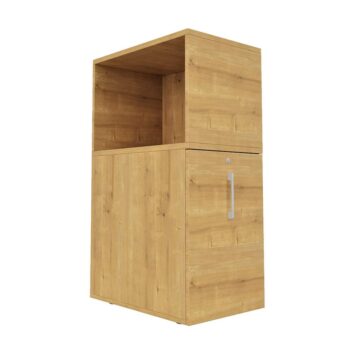 Caisson Tower en bois, hauteur bureau, avec niche fermée, design moderne et pratique pour le rangement.