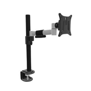 Support écran PC ajustable pour 1 écran de 17 à 30 pouces, fixation par pince, bras articulé noir et argent.