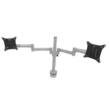 Bras support pour deux écrans PC de 17 pouces, en métal, idéal pour optimiser l'espace de travail.