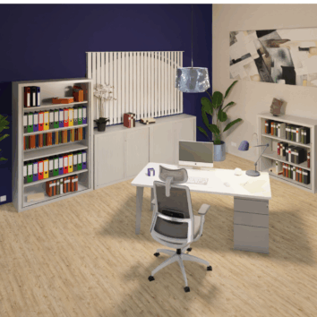 Bureau avec Caisson Porteur L 160 ou 180 cm, Poste Simple ou Double - Gamme Ligne ÉLÉGANCE-ambiance simple