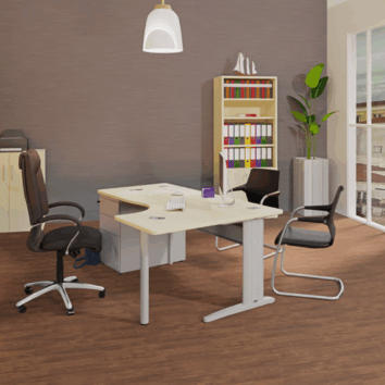 Bureau d’Angle Asymétrique L. 160 ou 180 cm - Gamme Ligne PLUS-ambiance simple