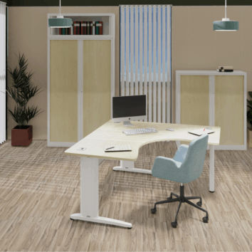 Bureau d'Angle Symétrique L. 140 ou 160 cm - Gamme Ligne PLUS - ambiance simple