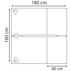 Plan du bureau double de 180x160 cm avec caisson porteur, gamme Ligne ÉLÉGANCE. Design moderne et fonctionnel.