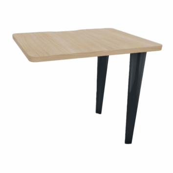 Retour pour poste droit 80x60, deux pieds, bois clair, gamme Ligne Élégance, design moderne et épuré.