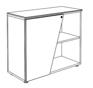 Dessin filaire d'une armoire basse 