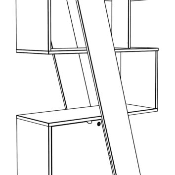 Bibliothèque PyraKhafre H. 190 cm avec portes à gauche, design filaire moderne et étagères ouvertes.