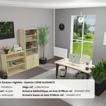 Bureau Hauteur Réglable L. 80 à 180 cm - Gamme Ligne ÉLÉGANCE - ambiance