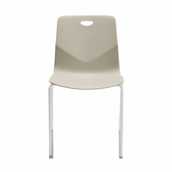 Chaise coque polypro empilable _STPS Flex Series_- finition grège et pieds blancs