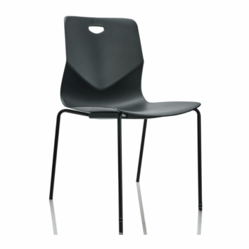 Chaise coque polypro empilable _STPS Flex Series_ - finition grège et pieds noir