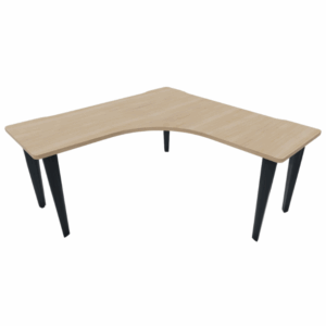 Bureau d'angle symétrique de la gamme Ligne Élégance, dimensions 140x140 cm, sans caisson, hauteur standard.