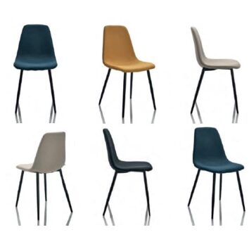 Chaises "Chiara GuestChair" en différentes couleurs, idéales pour réunions et espaces visiteurs. Design moderne.