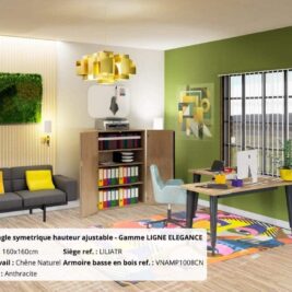 Photo-bureau-symetrique-hauteur-ajustable-LIGNE-ELEGANCE-anthracite-chene- naturel