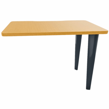 Table de retour 100x60 cm, deux pieds noirs, plateau bois clair, gamme élégance, bureau moderne.