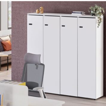 Vestiaire Bois 4 colonnes blanc et blanc