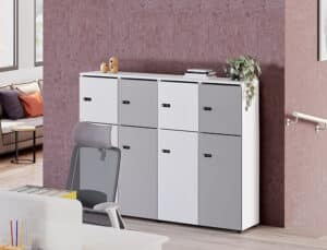 Casier bois 4 colonnes 1 porte double et une porte simple