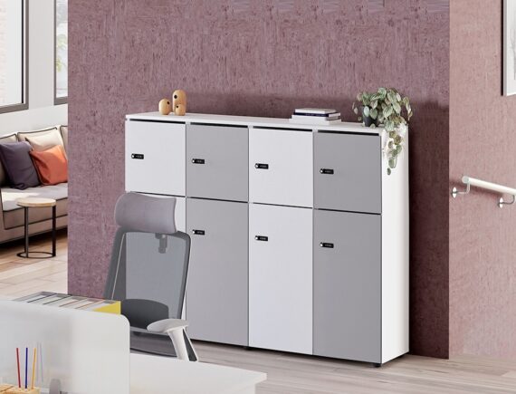 Casier bois 4 colonnes 1 porte double et une porte simple