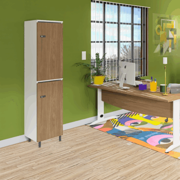 Casier de bureau bois 1 colonne avec serrures avec pieds - H.173.5 cm - ambiance simple