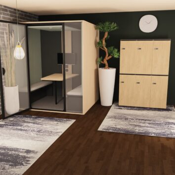 Casier de bureau bois 3 colonnes de 2 cases avec serrures - H