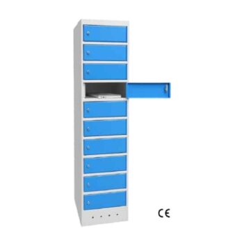 Armoire sécurisée pour PC portables et tablettes, Gamme Essentiel, avec plusieurs compartiments verrouillables.