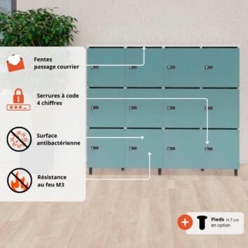 Les avantages Vestiaire multicases bois 12 casiers - H131.4 cm
