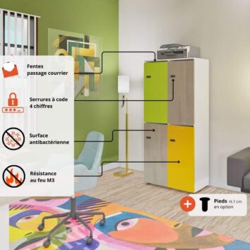 Les avantages du Casier de bureau bois 2 colonnes avec serrures - H.173.5 cm
