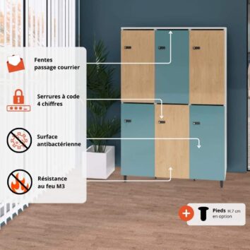 Les avantages du Casier de bureau bois 3 colonnes avec serrures - H.173.5 cm