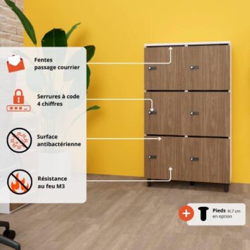 Les avantages du Vestiaire multicases bois 6 casiers - H.131.4 cm