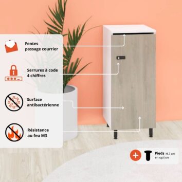 Les avantages du casier de bureau bois 1 colonne avec serrures - H.89.3 cm