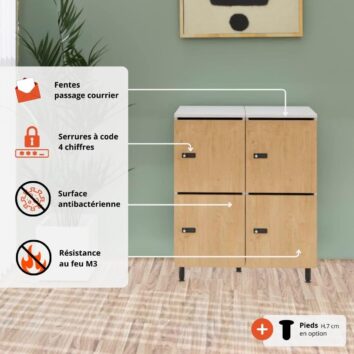 Les avantages du rangement de bureau bois 2 colonnes avec serrures - H.89.3 cm